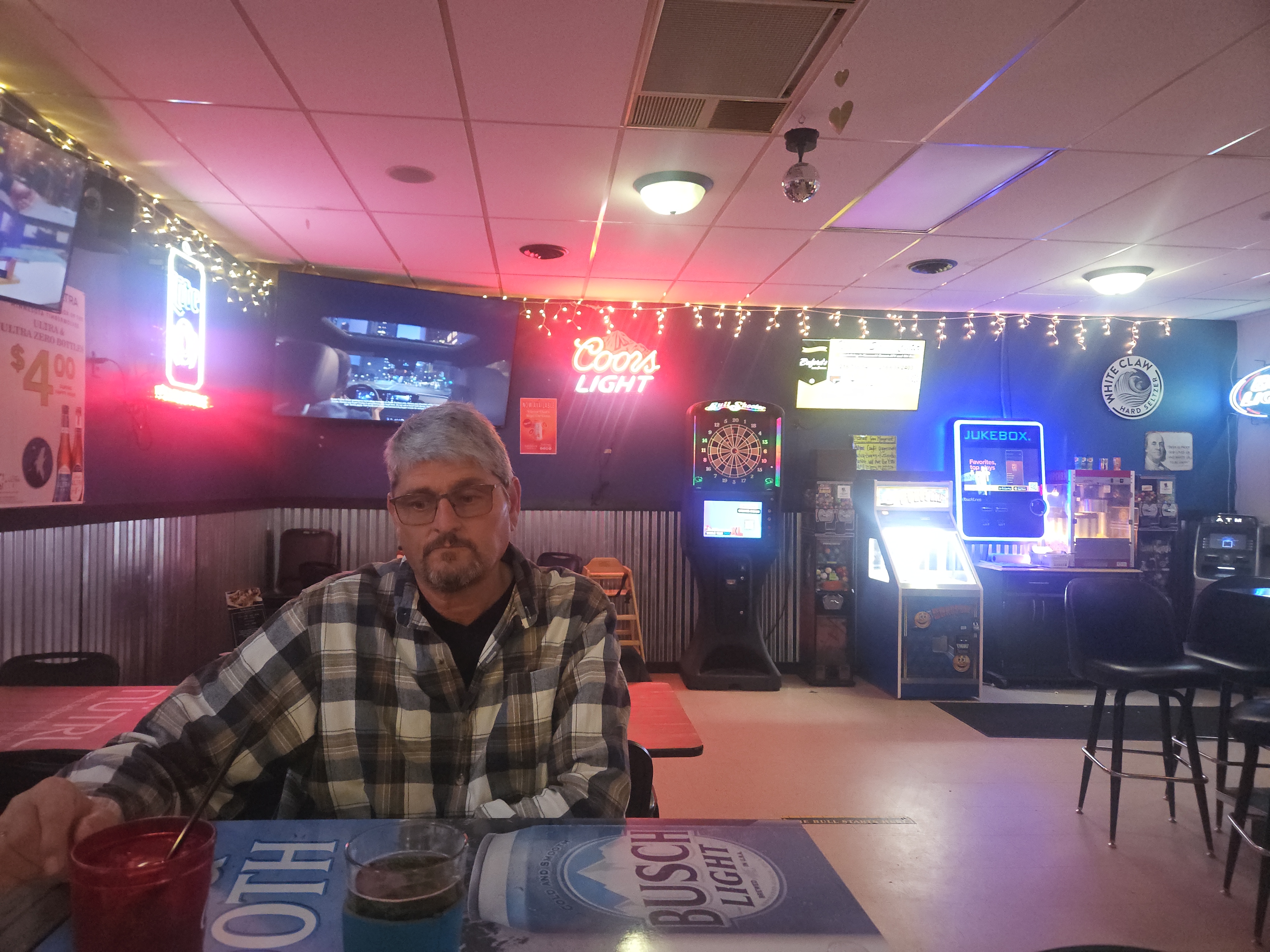 Friends gathering at a bar